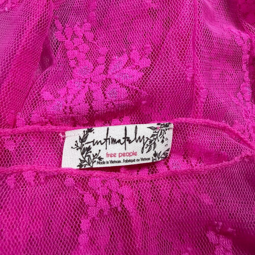 Free People Intimately Women's Small Pink Lady Lux Floral Lace Layering Top - Picture 3 of 6